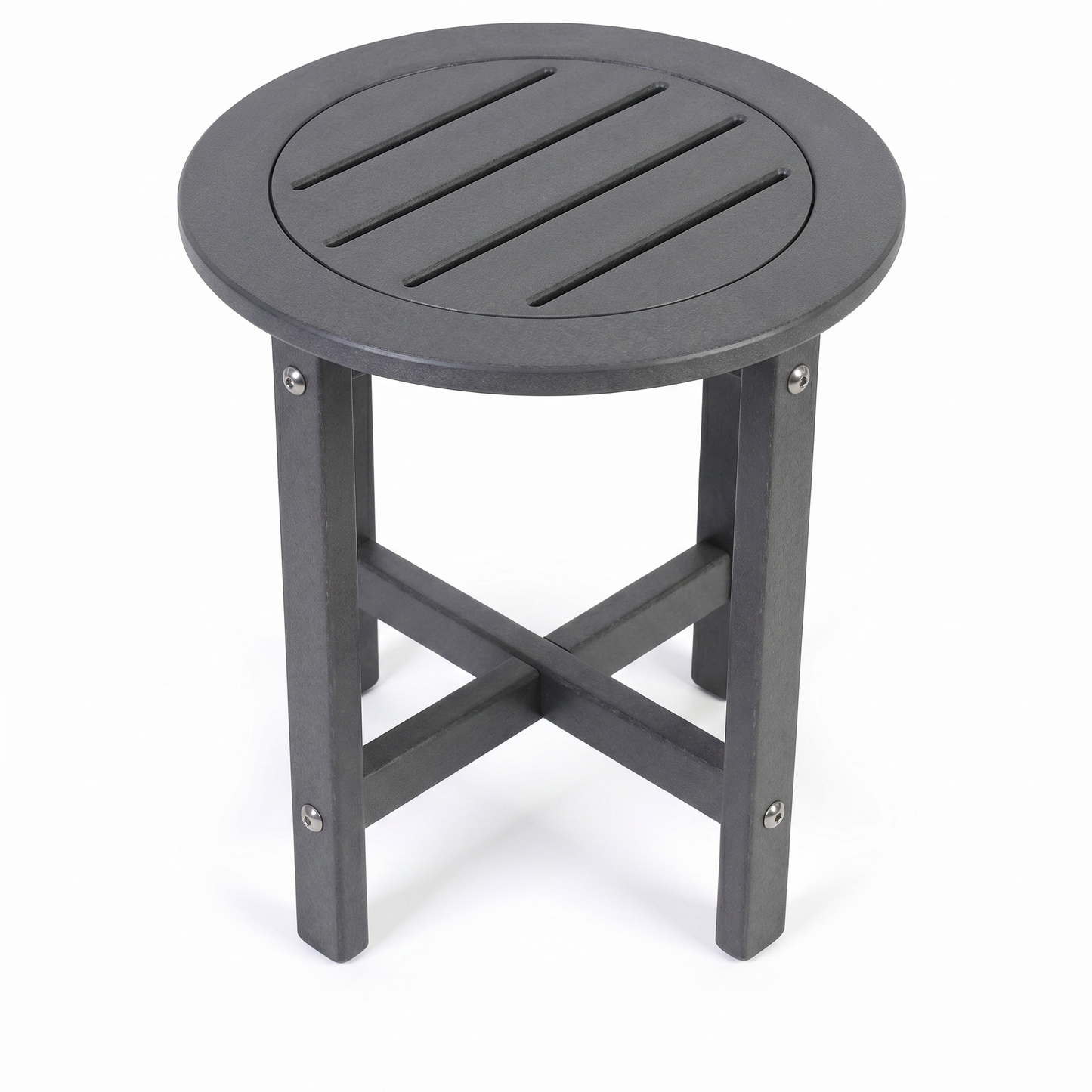 Gray HDPE Round Outdoor Side Table, 18 in. Dia. x 17 in. H, Small All-Weather Patio End Table, 1 Piece image 10