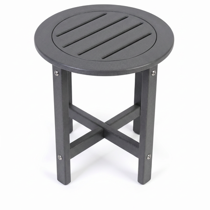 Gray HDPE Round Outdoor Side Table, 18 in. Dia. x 17 in. H, Small All-Weather Patio End Table, 1 Piece image 10