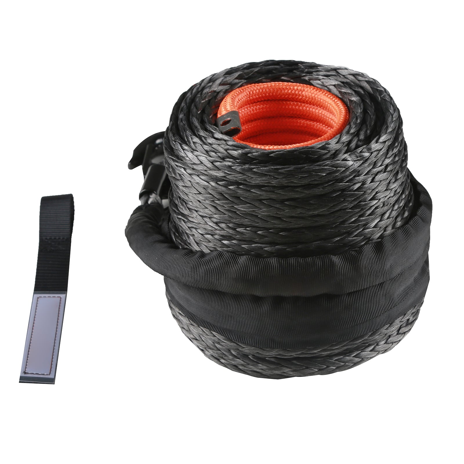 Synthetic Winch Rope, 1/2 Inch x 92 Feet 32,000 lbs Synthetic Winch Line Cable Rope with Protective Sleeve + Forged Winch Hook + Pull Strap, Universal Fit for SUV, Large Off-Road Vehicle, Truck image 2