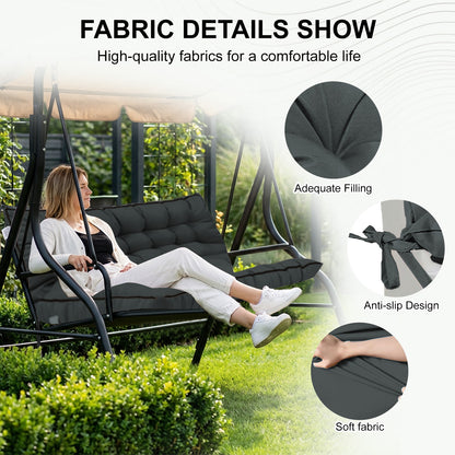 3 Seater Outdoor Porch Swing Cushion with Backrest, 4 Inch Extra Thick Waterproof Swing Replacement Cushion, 2-3 Seat Thicken Patio Bench Cushion for Garden Backyard Outdoor Furniture (dull grey) image 4