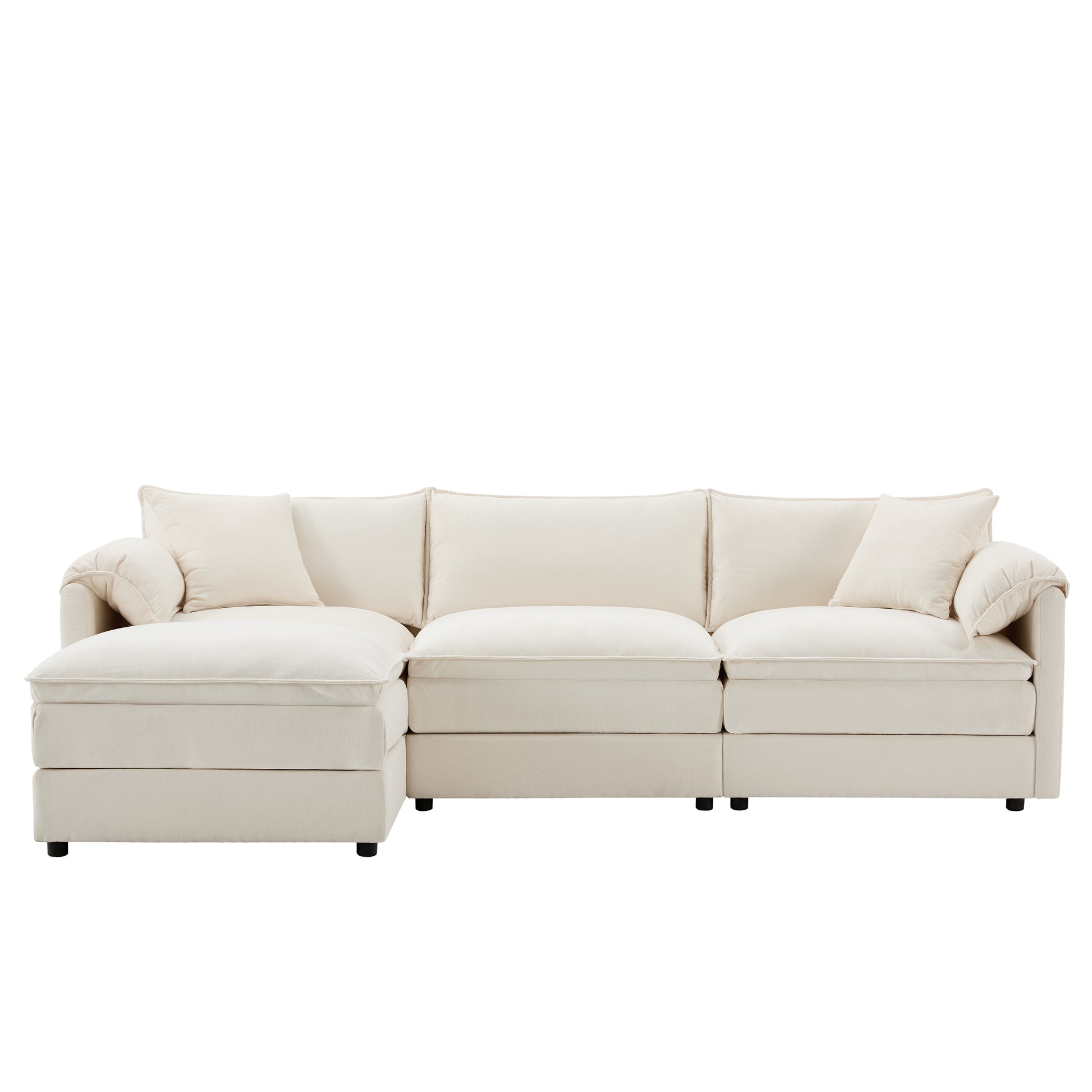 [NEW SKU of N723S0687W]103" Chenille Modular Sectional Sofa with Deep and Wide Seat, L Shaped Cloud Couch Set with Double Cushions, 4 Seat Sofa with Movable Ottoman, Oversized Indoor Furniture image 10