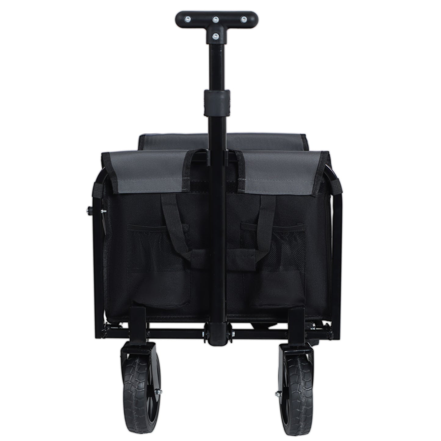All-in-One Convertible Folding Camping Wagon Cart: Bench Seat, Storage Compartment & Included Dog Tether, Black/Gray image 3