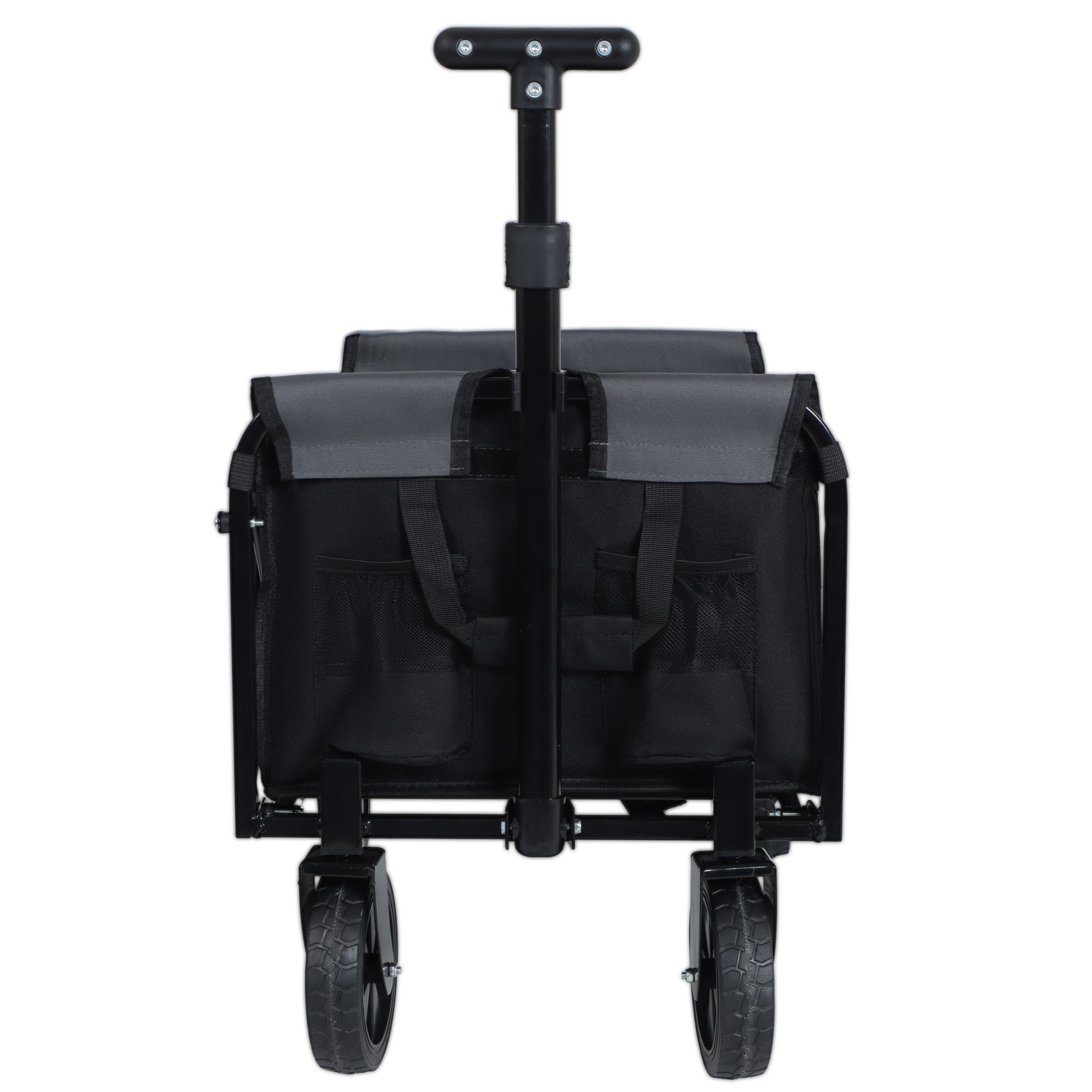 All-in-One Convertible Folding Camping Wagon Cart: Bench Seat, Storage Compartment & Included Dog Tether, Black/Gray image 3