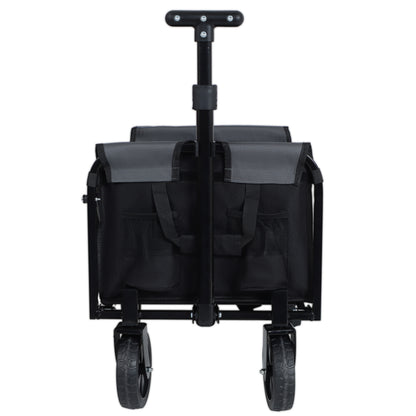 All-in-One Convertible Folding Camping Wagon Cart: Bench Seat, Storage Compartment & Included Dog Tether, Black/Gray image 3