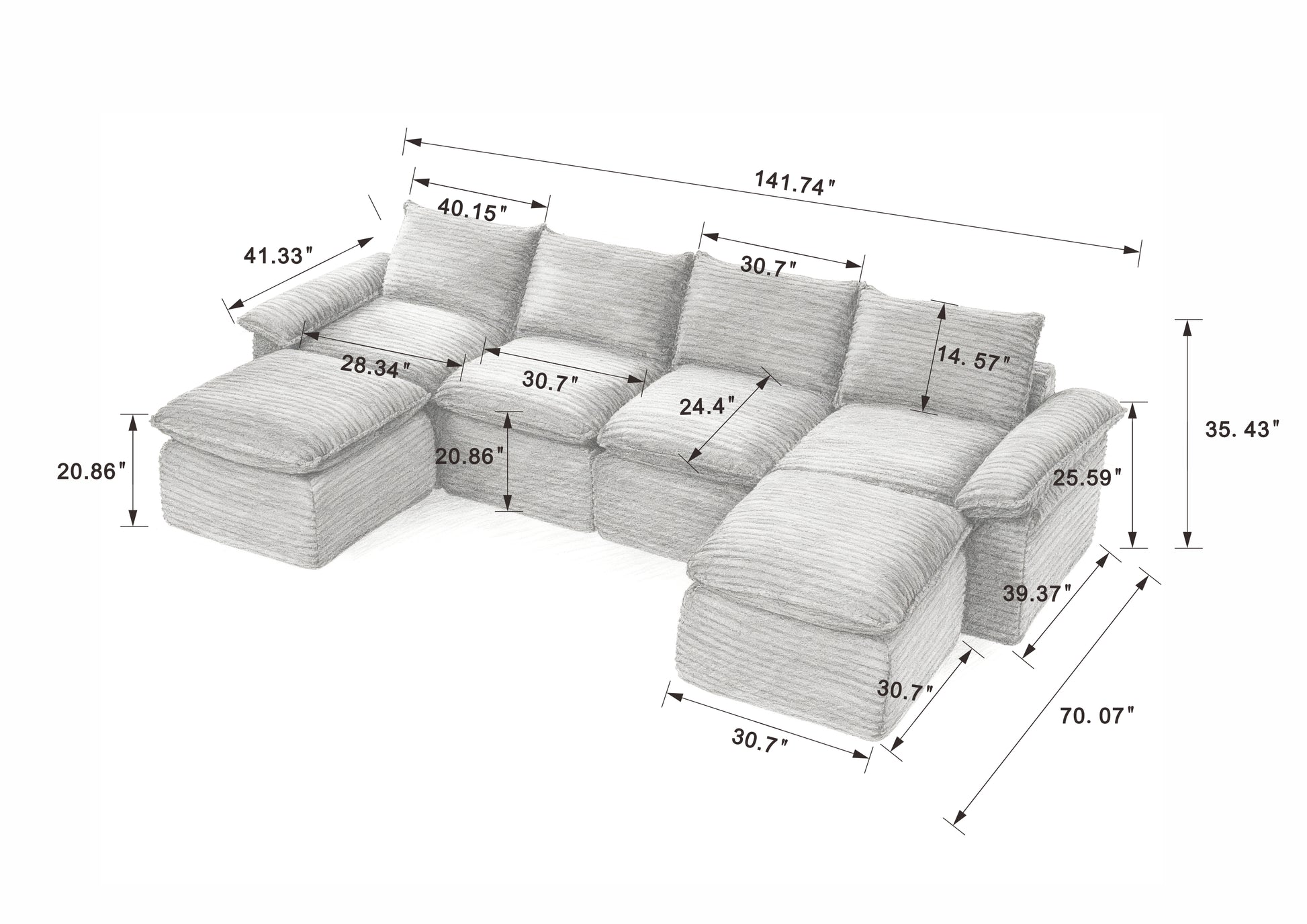 Modern corduroy cloud sofa, can be freely combined and has a comfortable sitting experience, suitable for modern living room furniture in homes, apartments, and offices image 6