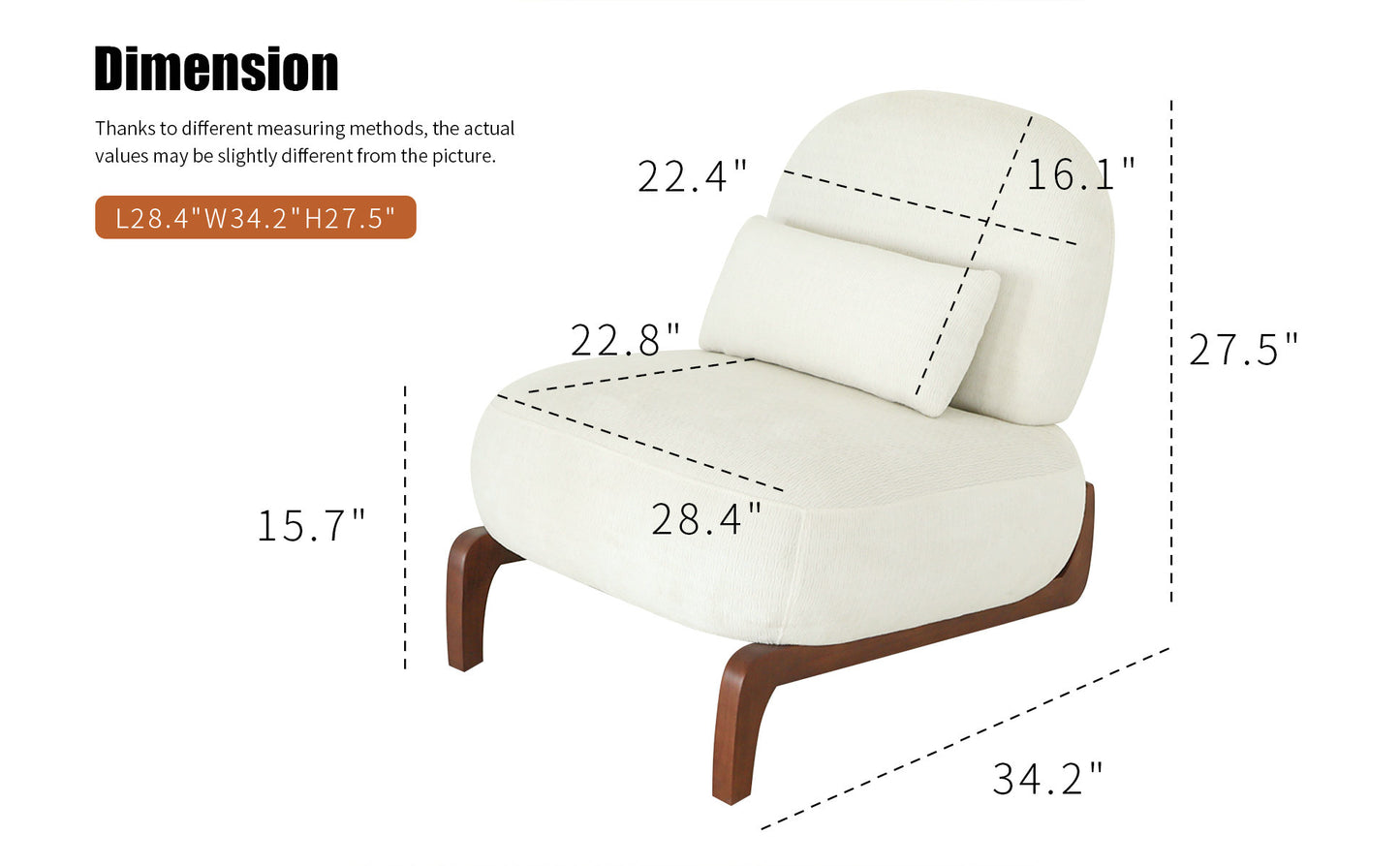 Cute Accent Chair with Solid Wood Legs, Living Room Chair with Soft Fabric Cushion, Cozy Bedroom Chair, Comfy Armless Reading Chair for Apartment, Waiting Room, Balcony,Set of 2 (White) image 3