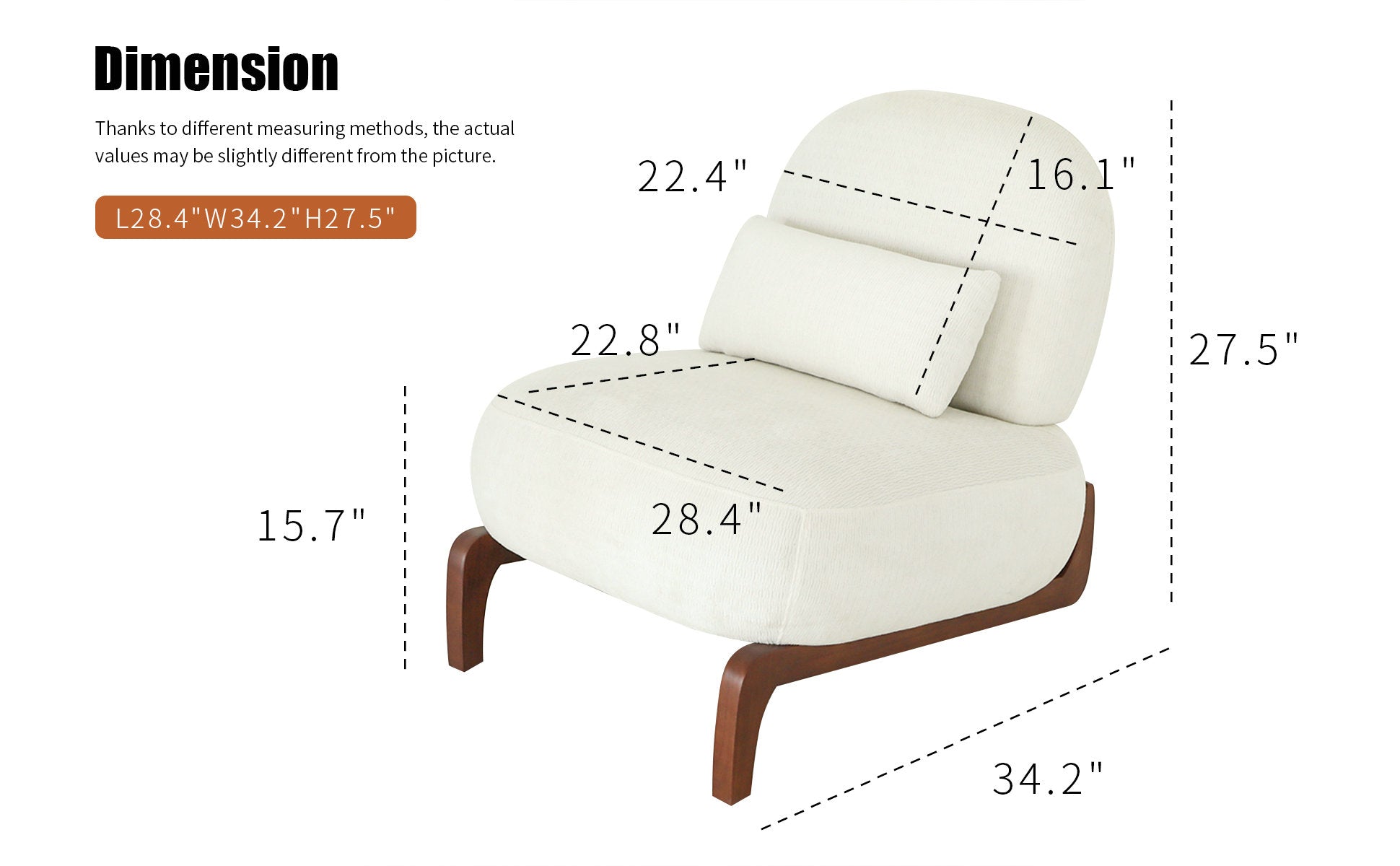 Cute Accent Chair with Solid Wood Legs, Living Room Chair with Soft Fabric Cushion, Cozy Bedroom Chair, Comfy Armless Reading Chair for Apartment, Waiting Room, Balcony,Set of 2 (White) image 3