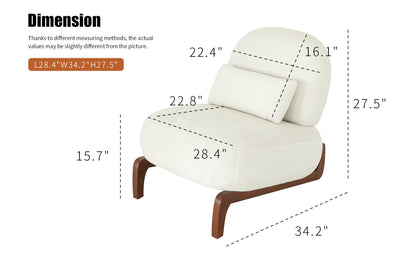 Cute Accent Chair with Solid Wood Legs, Living Room Chair with Soft Fabric Cushion, Cozy Bedroom Chair, Comfy Armless Reading Chair for Apartment, Waiting Room, Balcony,Set of 2 (White) image 3