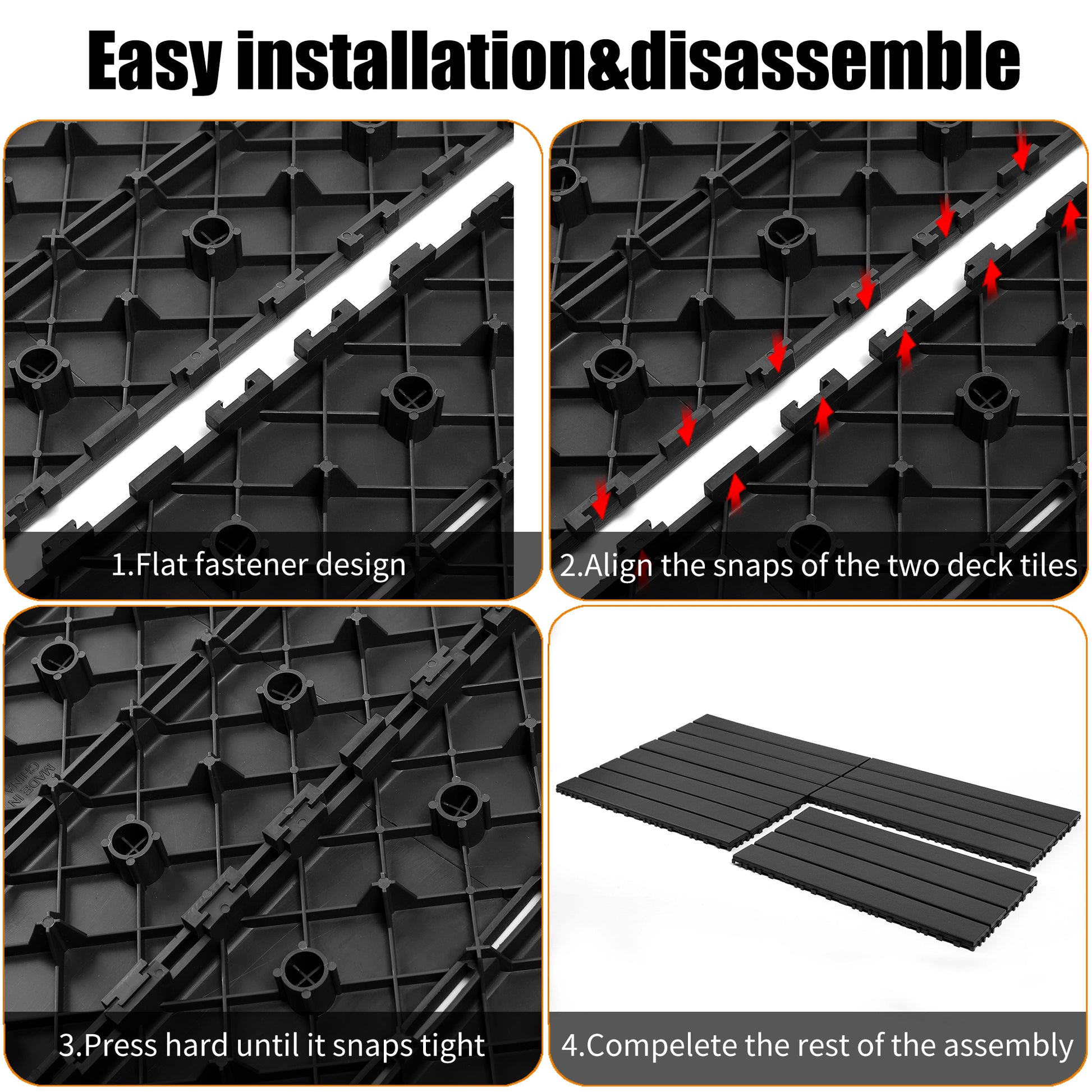 24 pieces of dark gray outdoor terrace deck tiles, DIY interlocking decking floor tiles, easy to install patio tiles, suitable for indoor and outdoor balcony backyard poolside DARK GRAY image 4