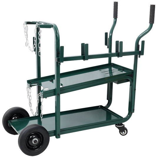 Heavy Duty 2-Tier Rolling Welding Cart Portable Welder Storage Trolley with Wheels for MIG TIG ARC Welder Plasma Cutter and Welding Accessories,Green Color image 1