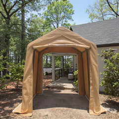 7x12ft Outdoor Portable Gazebo Storage Shelter Shed with 2 Roll up Zipper Doors & Vents Carport for Motorcycle Waterproof and UV Resistant Anti-Snow Portable Garage Kit Tent, Sand