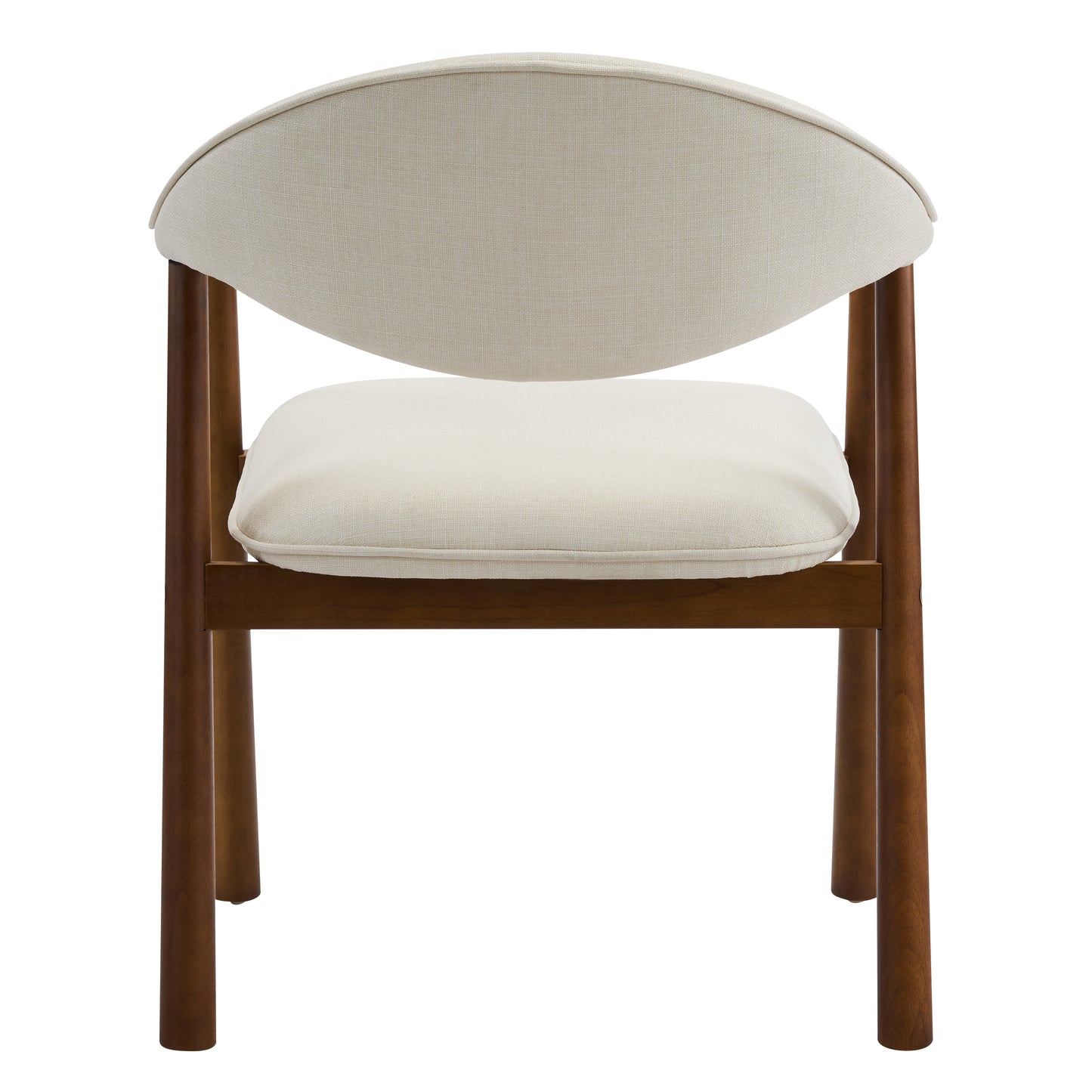 Modern Upholstered Dining Chairs with Curved Back, Beige Fabric & Walnut Finish Rubber Wood, Set of 2 image 9