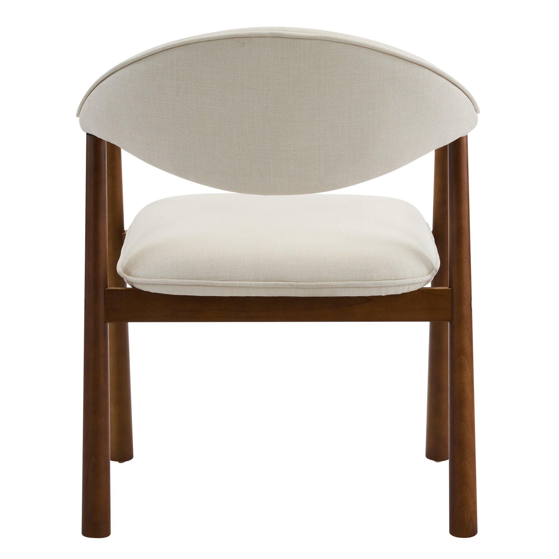Modern Upholstered Dining Chairs with Curved Back, Beige Fabric & Walnut Finish Rubber Wood, Set of 2 image 9