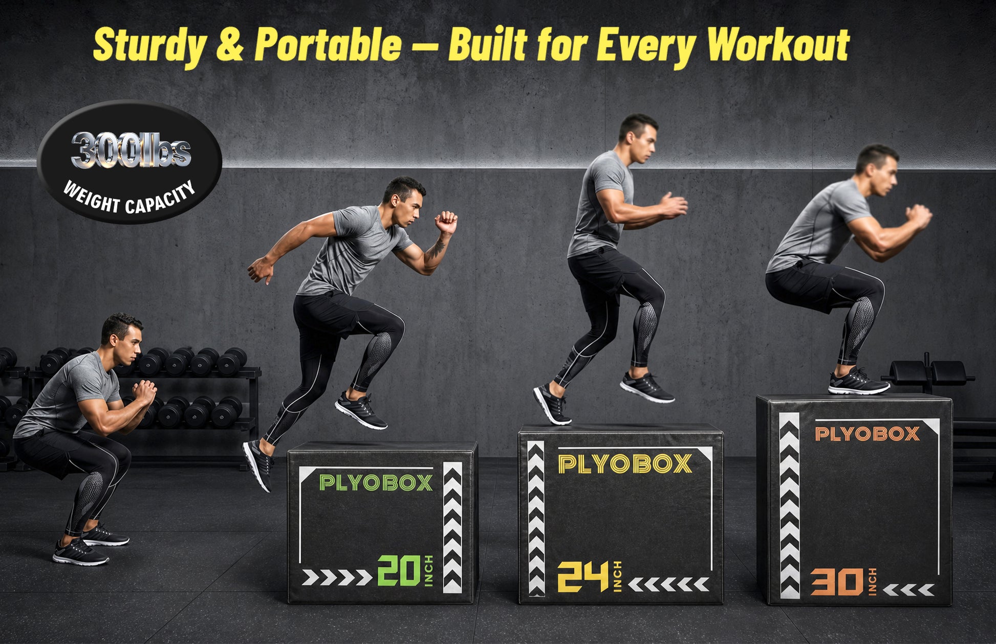 3-in-1 Foam Plyometric Jump Box, 20/24/30 Inch Adjustable Height, Non-Slip Soft Plyo Box for HIIT, Crossfit & Home Gym Training image 4