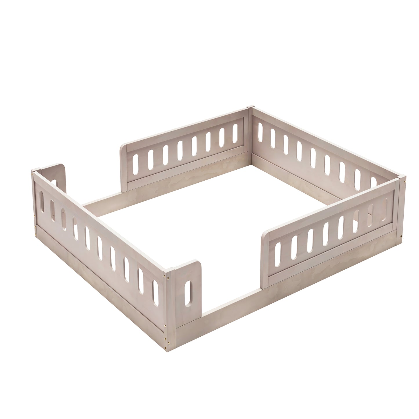 Wood Full Size Platform Bed with Guardrail, Natural image 11