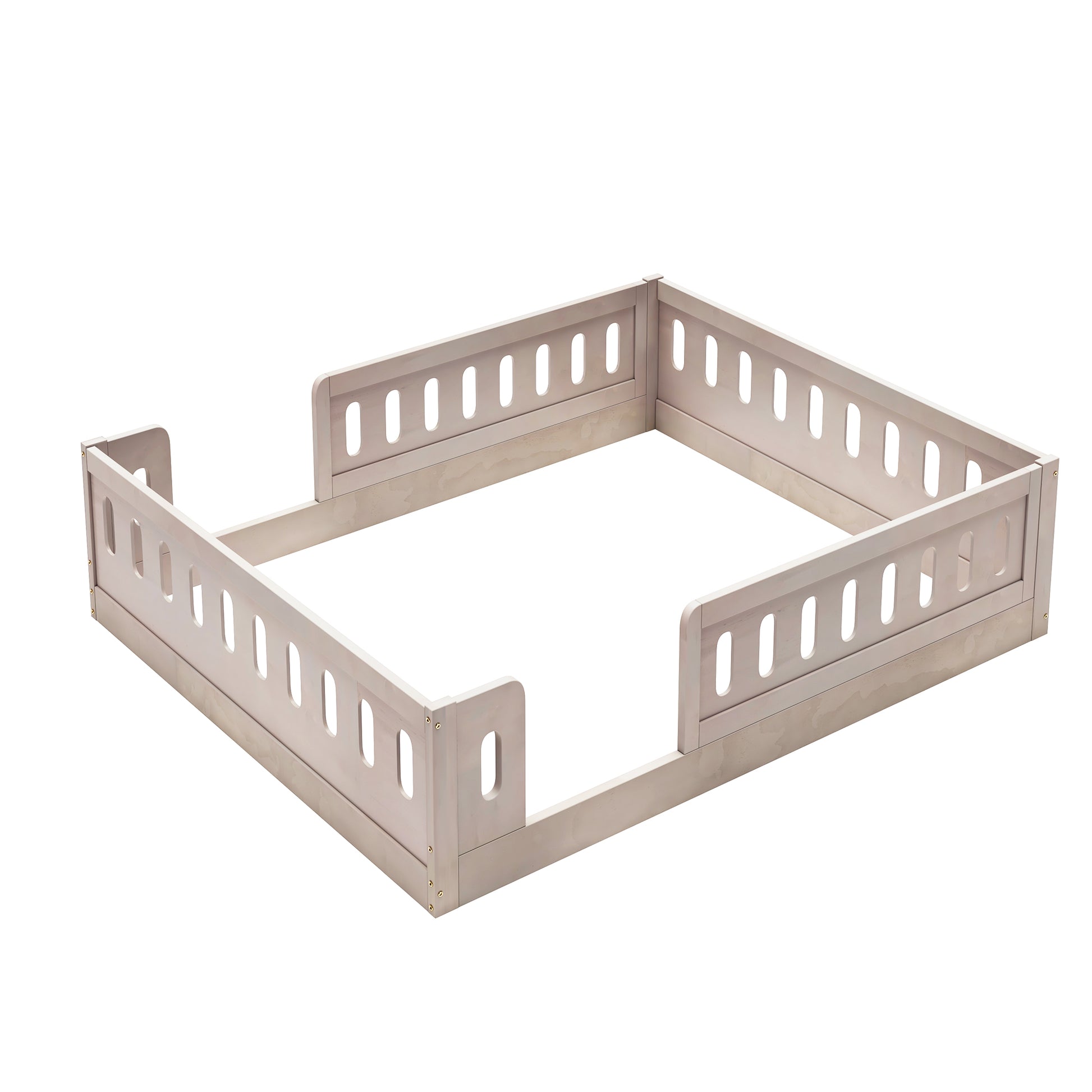 Wood Full Size Platform Bed with Guardrail, Natural image 11