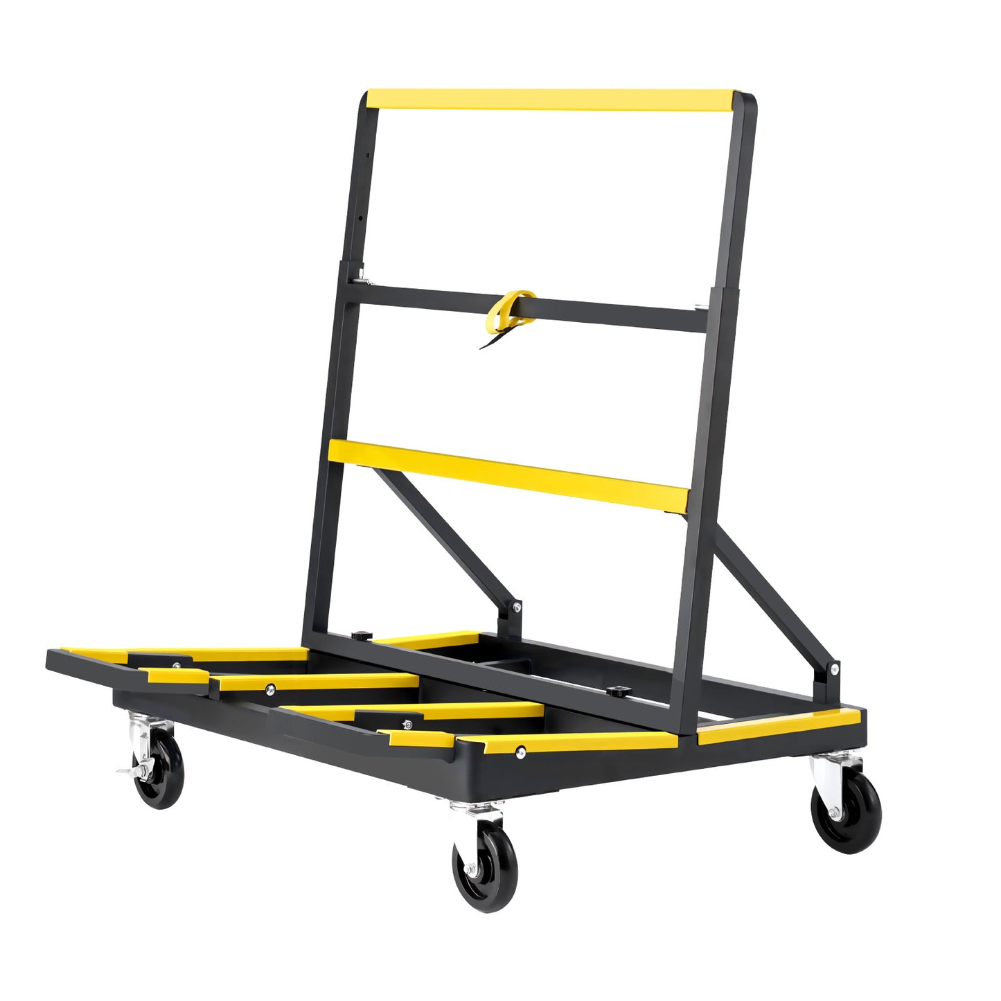 Drywall Cart Dolly, 1800 lbs Load Capacity, Steel Panel Dolly with 4 Swivel Casters & Expandable Deck, Foldable Panel Truck Cart with Tie-Down Strap for Handling Plywood, Plasterboard, Glass image 2