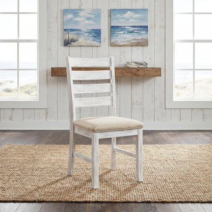 Rustic Transitional 7pc Dining Set Table 6x Side Chairs Beige Upholstered Brown White Wooden Kitchen Furniture image 10