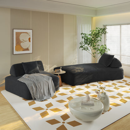 139" Modern Light Luxury Oversized Modular Sectional Sofa Set,DIY Upholstered Fluffy Chenille Sofa with Removable Backrests and Soft Pillows,Deep Seat Couch & Sofa Bed for Living Room,Office,Dark Grey image 8