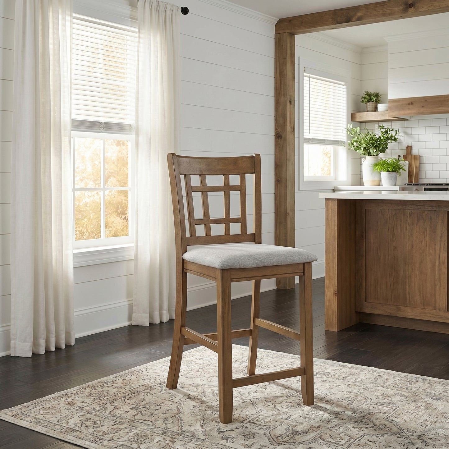 Brown Finish Counter Height Dining Chairs Set of 2 Padded Seat Upholstery Wood Frame Dining Kitchen Furniture image 7