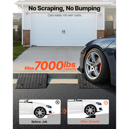 Driveway Curb Ramp, 7000 lbs Load Capacity, 7 Inches Rise Height Heavy Duty Curbside Bridge Ramp with Drainage Tank for Wheelchairs, Strollers, Motorcycles, Cars, Lawn Mowers & Trailers, 2 Pack image 8