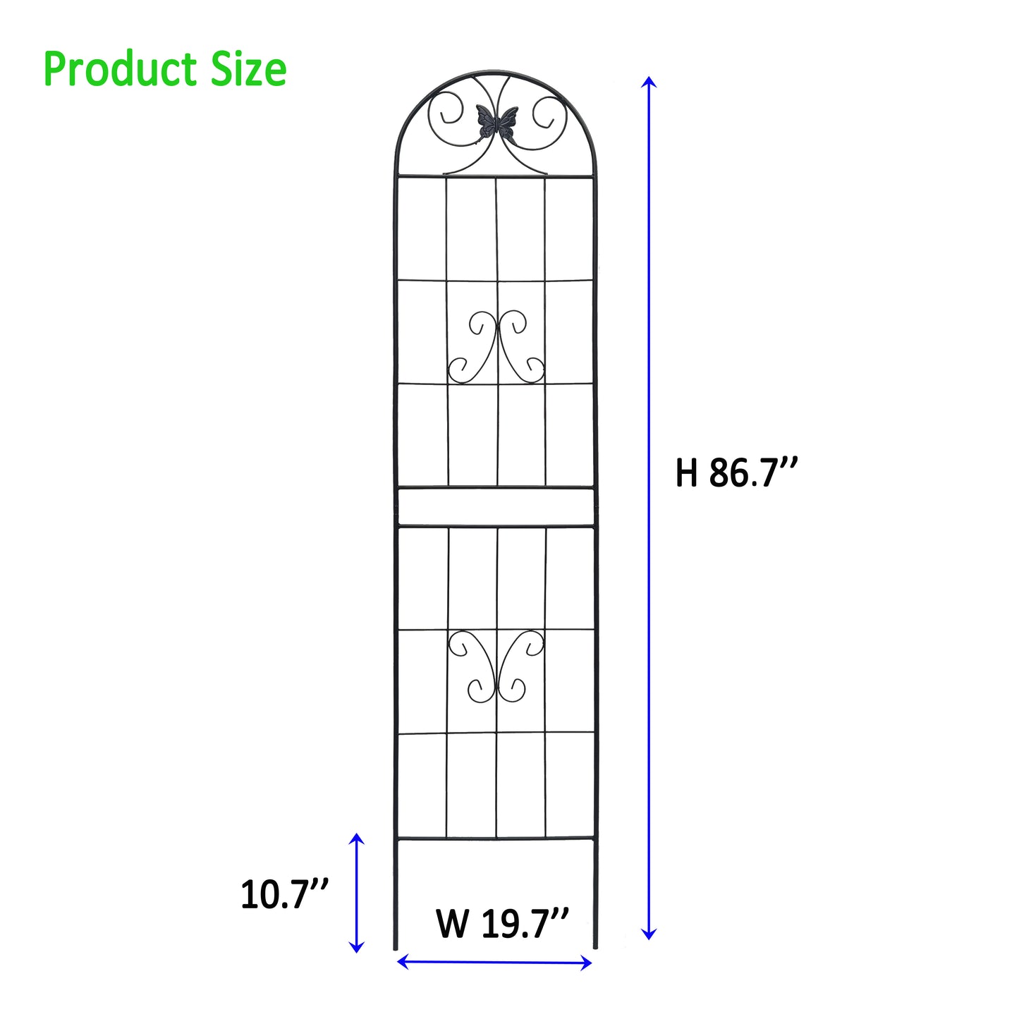 2 Pack Metal Garden Trellis 86.7" x 19.7" Rustproof Trellis for Climbing Plants Outdoor Flower Support Black image 6