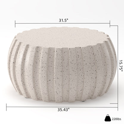 35.43" Modern Waterproof Coffee Table, Durable MgO Cement Design,Indoor & outdoor compatible(White) image 9