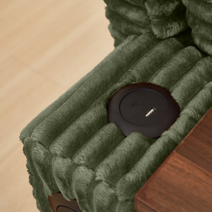 Fluffy Corduroy Storage Armrest Sofa,Single Versatile Seat with Ottoman,Cup Holder,Bluetooth Speaker,USB Ports,180°Rotating Table Board,For Living Room,Bedroom and Apartment image 6