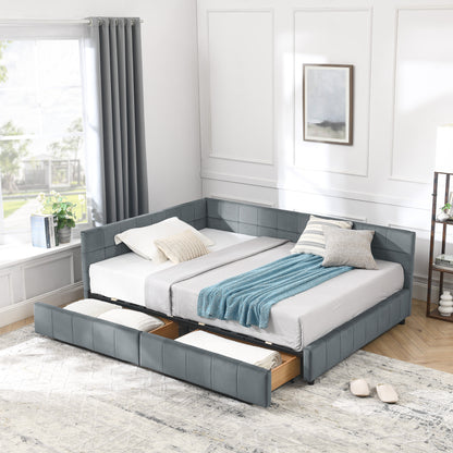 Full Size Storage Upholstered Tufted Bed Frame, Sofa Bed Frame with Comfortable Backrest and Armrests, Full Size Bed for Bedroom, Living Room,Velvet, GREY(80.5''*59''*29.5'') image 2