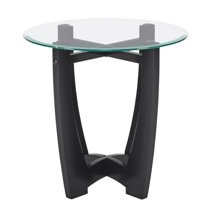23.5 inch round glass coffee table, black round coffee table center table with glass top, small coffee table for living room, office and apartment image 11