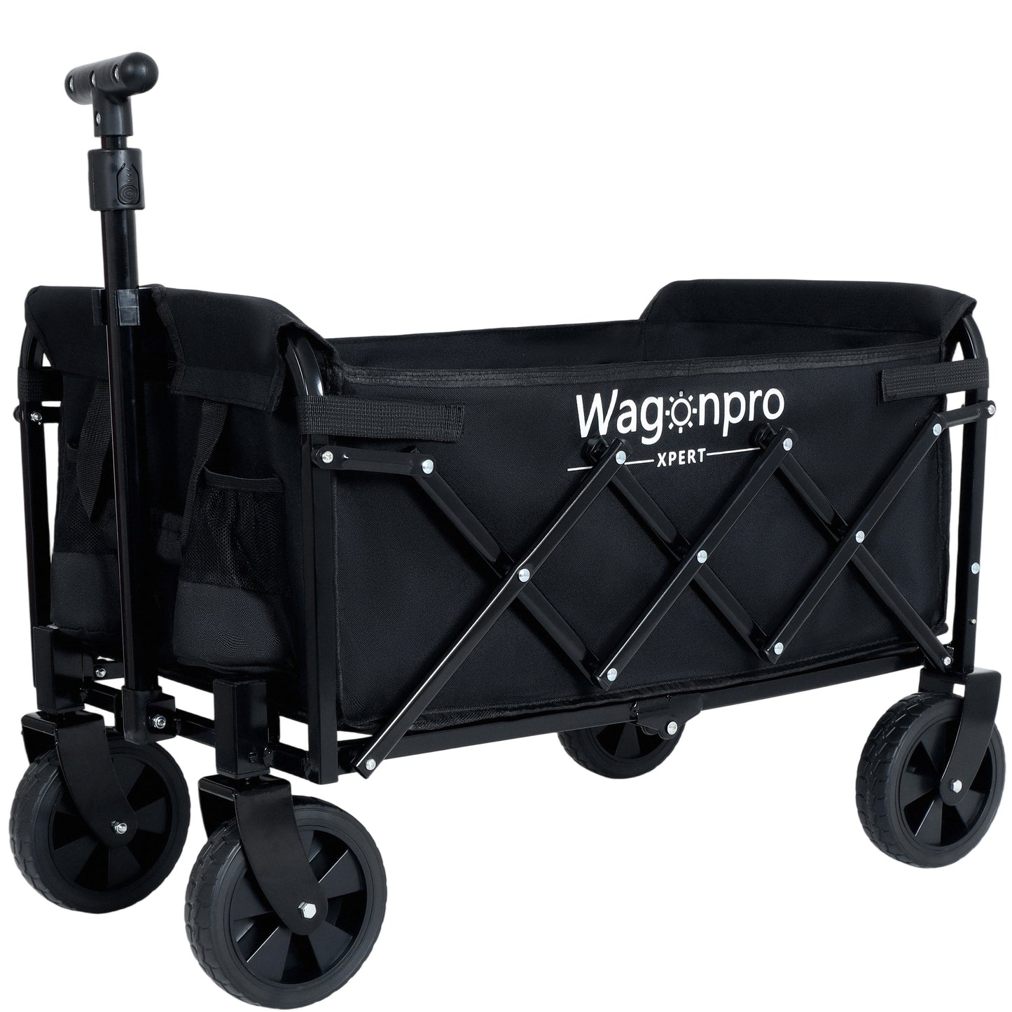 Expandable Dual-Layer Utility Wagon with 100% Extra Space - 225lbs Grocery Cart for Camping, Shopping, Sports, Gardening, Fishing, Black image 1