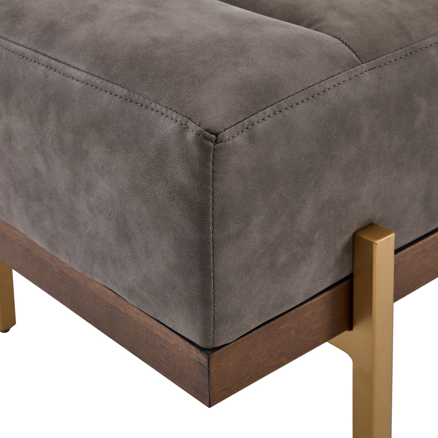 Upholstered Channel Tufted Ottoman Bench Seat with Gold Legs image 10