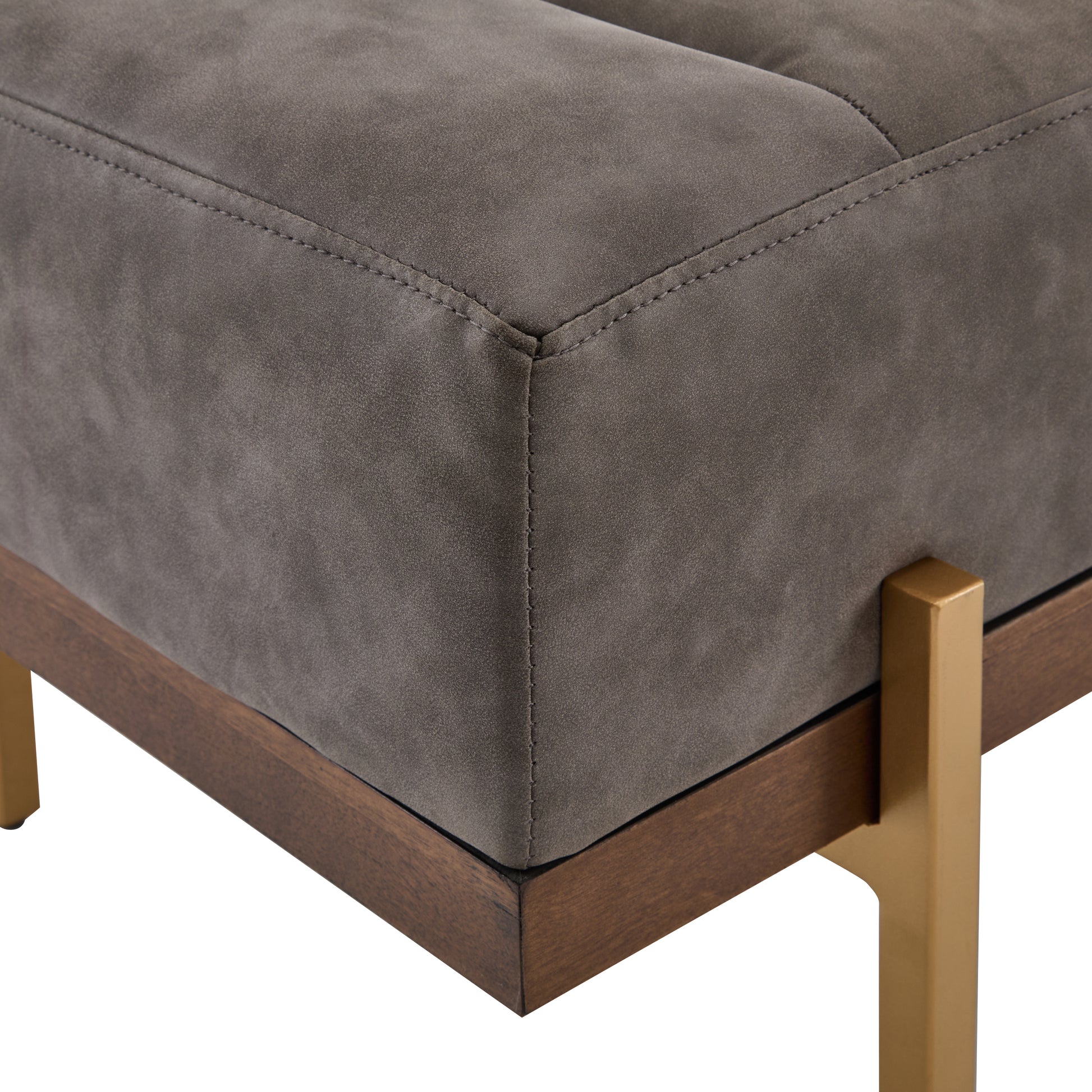 Upholstered Channel Tufted Ottoman Bench Seat with Gold Legs image 10