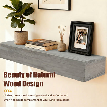 72" Rustic Wood Fireplace Mantel,Wall-Mounted & Floating Shelf for Home Decor image 10