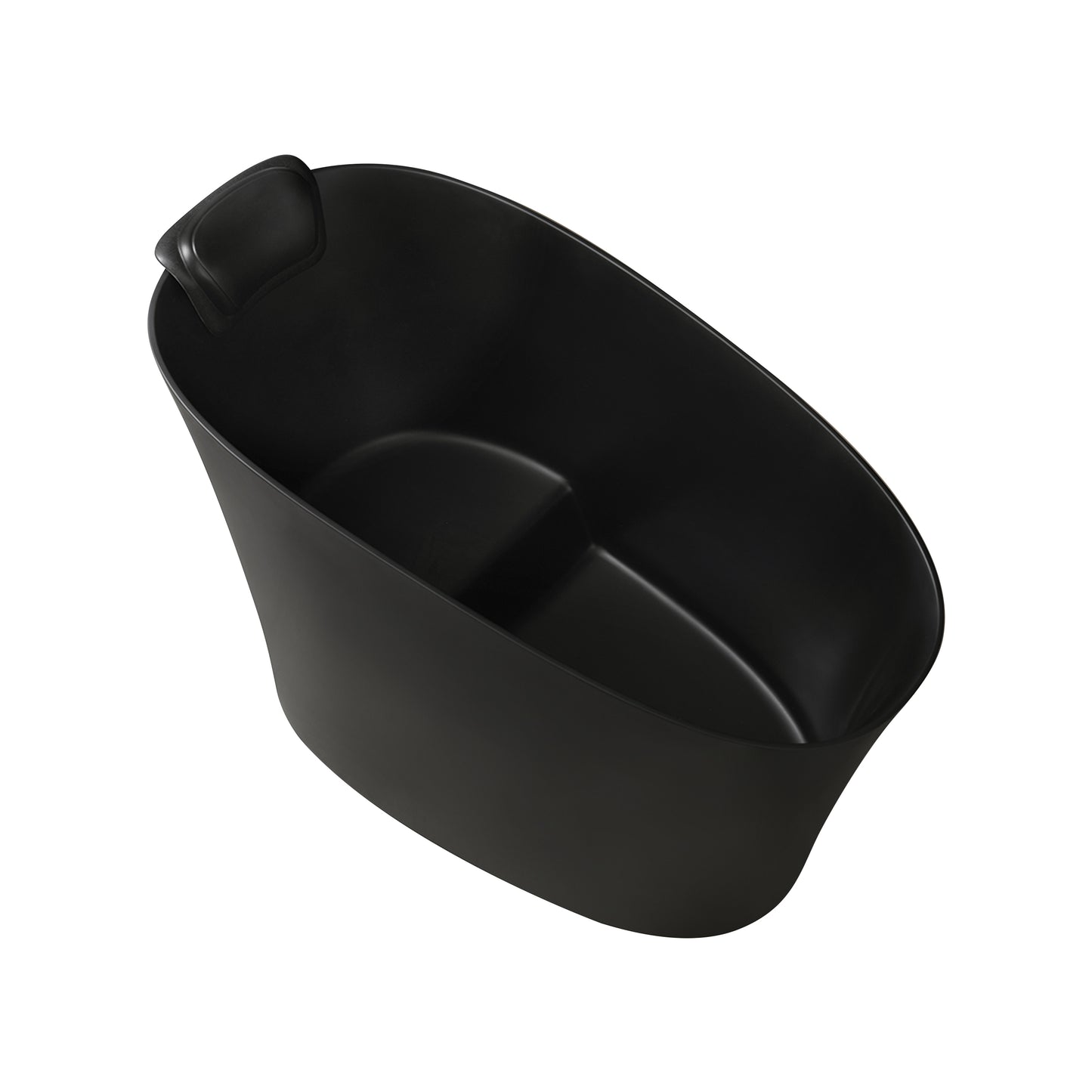 51" Solid Surface Oval Freestanding Black Bathtub with Overflow and Drain Assembly, with Integral Seat and headrest, LTL image 10