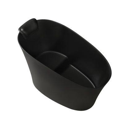 51" Solid Surface Oval Freestanding Black Bathtub with Overflow and Drain Assembly, with Integral Seat and headrest, LTL image 10