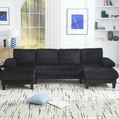 [VIDEO provided][New]U-Shaped Couch with Oversized Seat,4-Seat Sofa with Double Chaise,Comfortable and spacious indoor furniture for Living Room,Apartment image 6