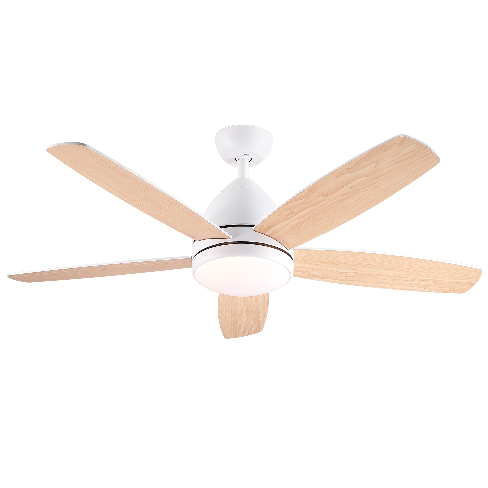 52 in. Indoor White Ceiling Fan with Intergrated LED Light Kit, Remote Control, 5 Plywood Blades and Work with Smart APP image 4