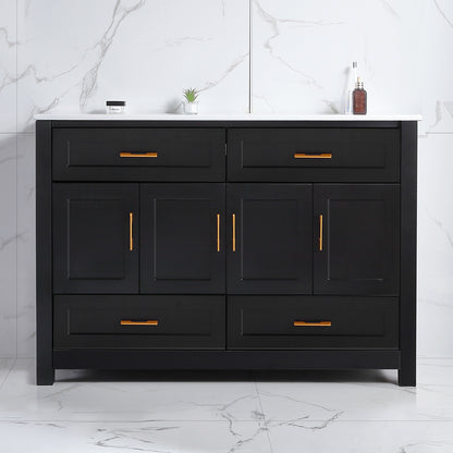 48" Black Bathroom Vanity.Abundant Storage Cabinet -4 Soft close doors and 4 drawers (excluding the ceramic basin) image 9