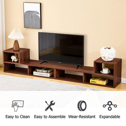 Dark Walnut Modular TV Stand, Free‑Combination Open Storage Media Console, Modern Minimalist Entertainment Center, Adjustable TV Cabinet for Living Room Bedroom Apartment image 9