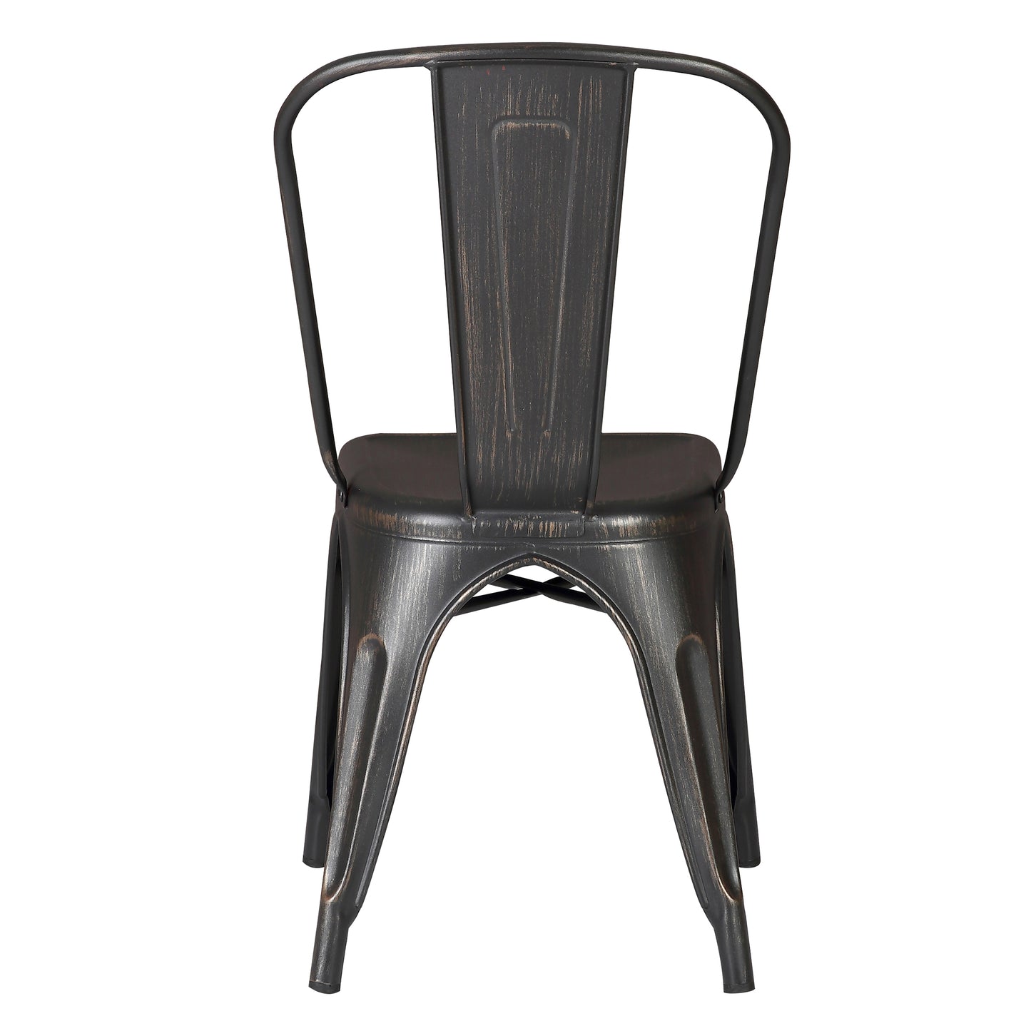 Set of 4 Stackable Metal Dining Chairs, Modern Industrial Slat Back Dining Chairs, Sturdy Cross Brace Support, Lightweight Portable Armless Chair for Kitchen, Dining Room, Bar, Distressed Black image 6