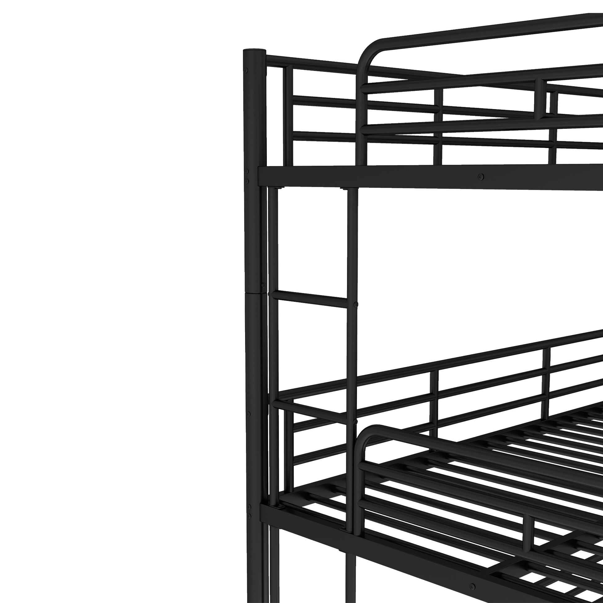 Full over Full over Full Bunk Bed, Metal Triple Bunk Bed with Safety Guardrails, Heavy-duty Bunk Bed with Noise-reduced Design, Black image 12
