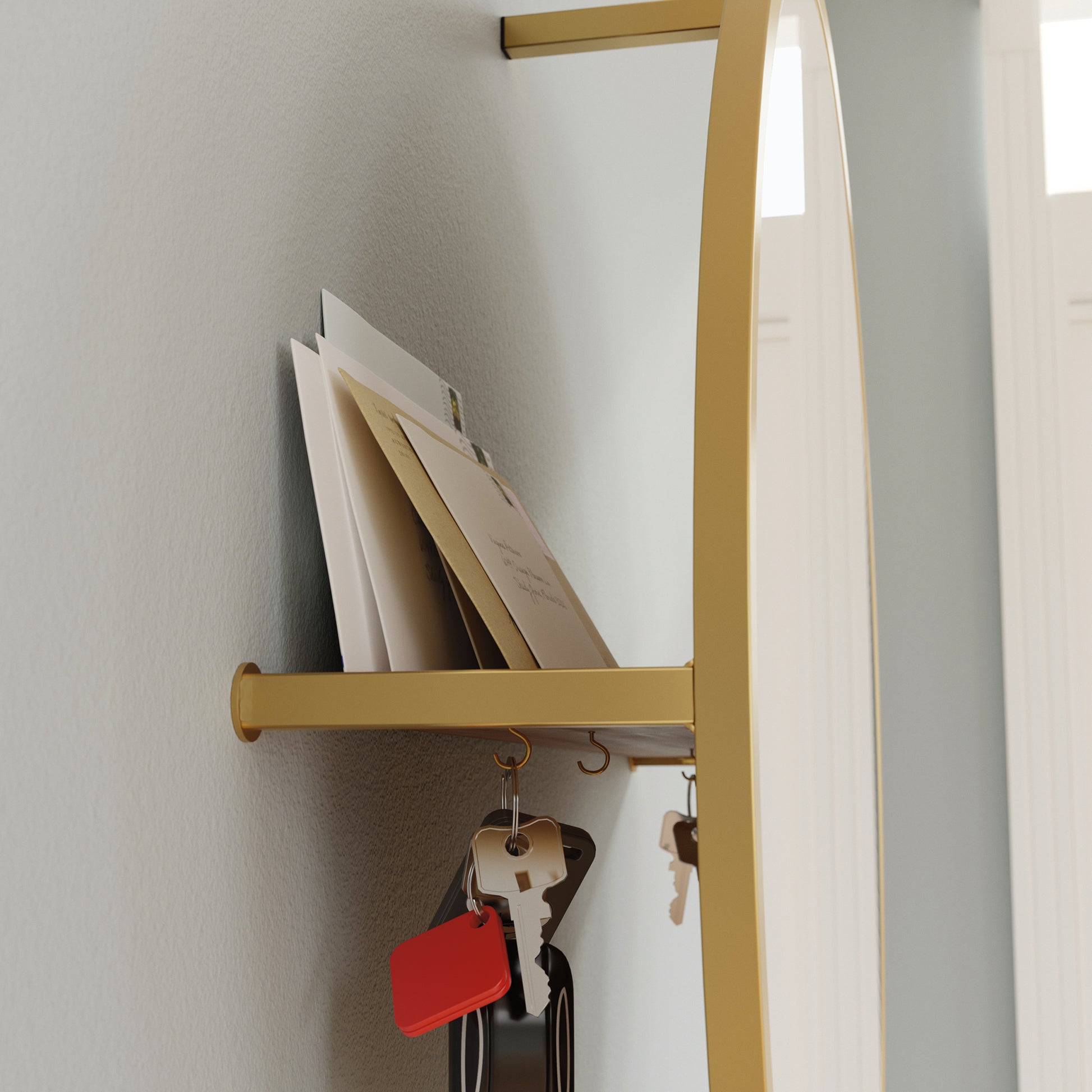 Wall-mounted Shoe Cabinet with Mirror, Brown finish image 11