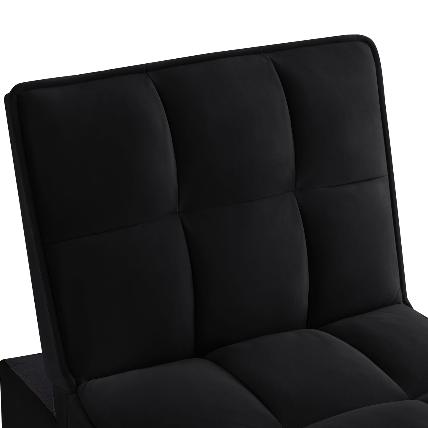4 in1 Multi-Function Single Sofa Bed with Storage Pockets,Tufted Single Pull-out Sofa Bed with Adjustable Backrest and Pillows,Convertible Chaise Lounge,Black image 6