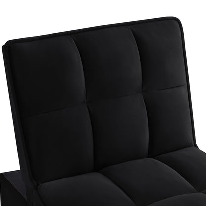 4 in1 Multi-Function Single Sofa Bed with Storage Pockets,Tufted Single Pull-out Sofa Bed with Adjustable Backrest and Pillows,Convertible Chaise Lounge,Black image 6