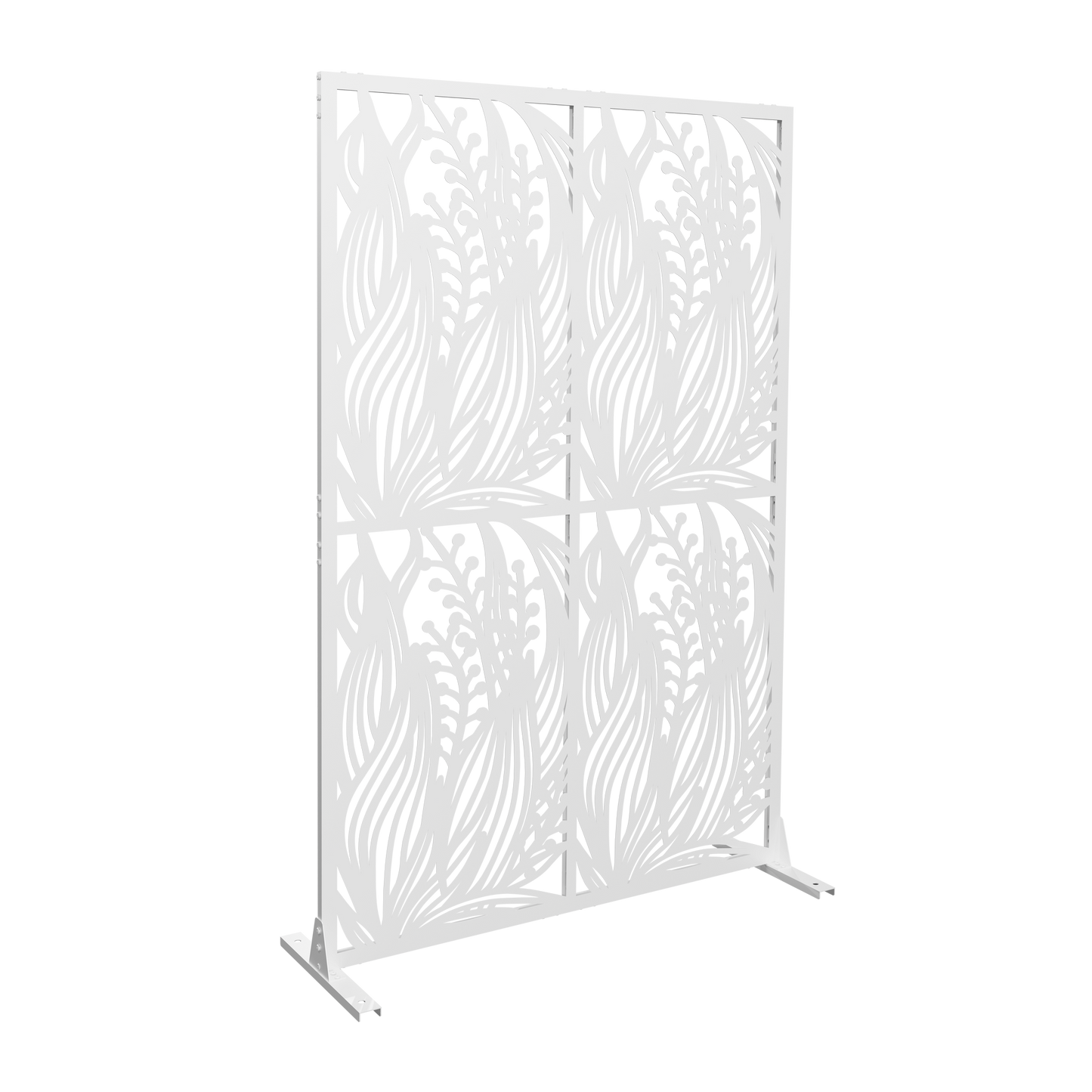 Metal Privacy Screens W3.8Ft X H6Ft Outdoor and Indoor Divider with Free Standing Decorative Privacy Screen for Balcony Patio Garden Room Divider, White Leaf Shape image 7