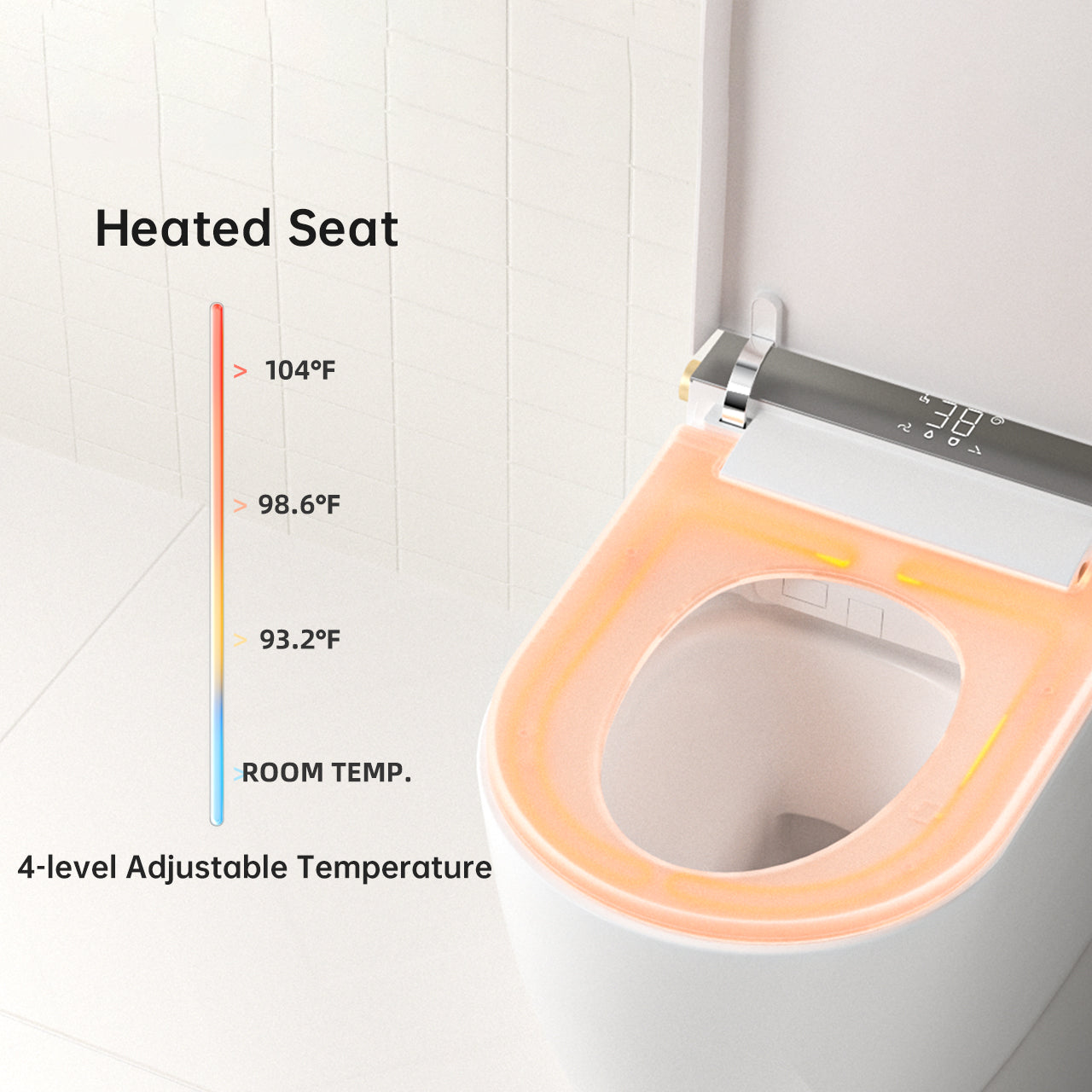 Modern integrated Smart toilet, Auto Open/Close lid, temperature heating seat, instant warm water cleaning, can automatically flush, remote control flush, foot sensing flush image 4