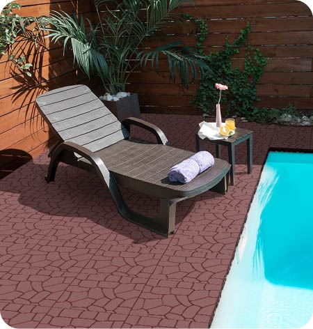 New Stone texture 12" Patio Deck Tiles, DIY Module Interlocking Decking Tiles Floor Tile,Easy and Quick Installation Court Tiles for Porch Poolside Balcony Backyard 44pcs, Brown image 6