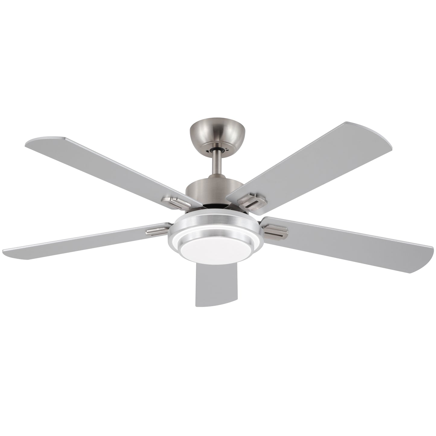 52 in. Indoor Brushed Nickel Ceiling Fan with Intergrated LED Light Kit with Remote Control, 5 Plywood Blades and Work with Smart APP image 6