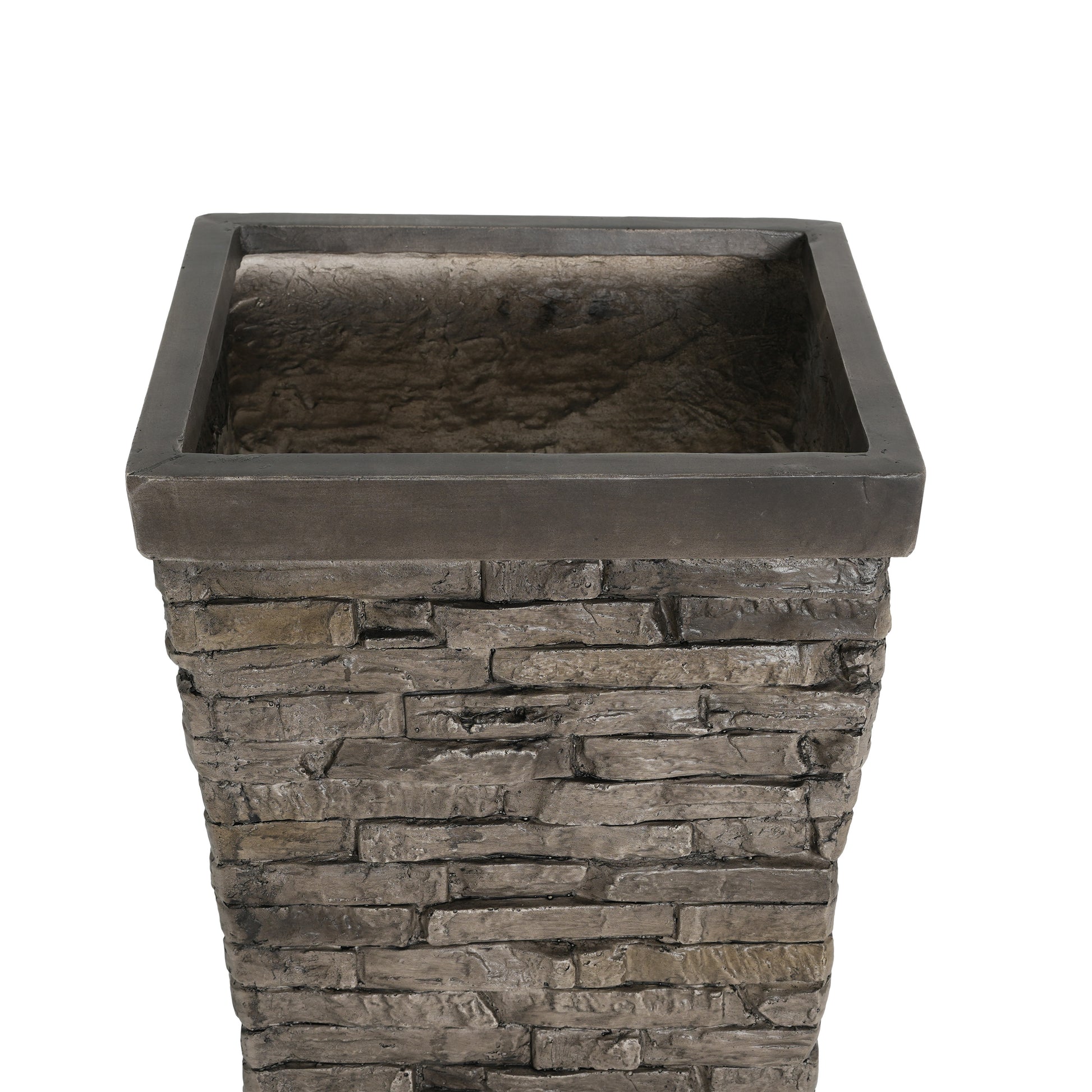 Tall Grey Stone-Effect MGO Planter - Indoor Outdoor Tall Square Plant Pot with Realistic Brick Texture, Weatherproof Heavy-Duty Container for Trees, Shrubs & Large Plants image 10